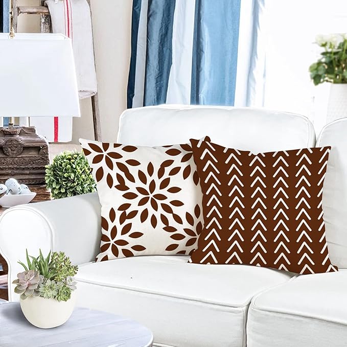YCOLL Pillow Covers 16x16 Set of 4, Modern Sofa Throw Pillow Cover, Decorative