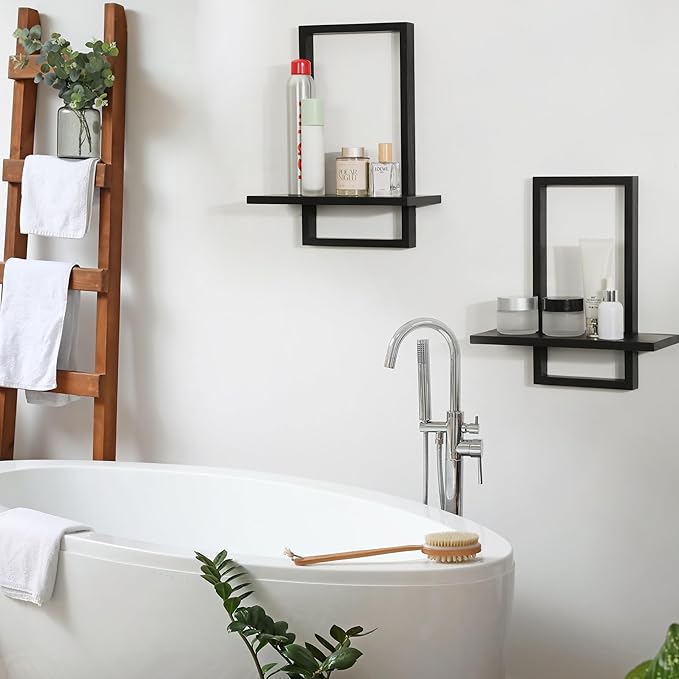 PHOENANCEE Square Floating Shelves, Wall Plants Holder, Bathroom Wall Decor