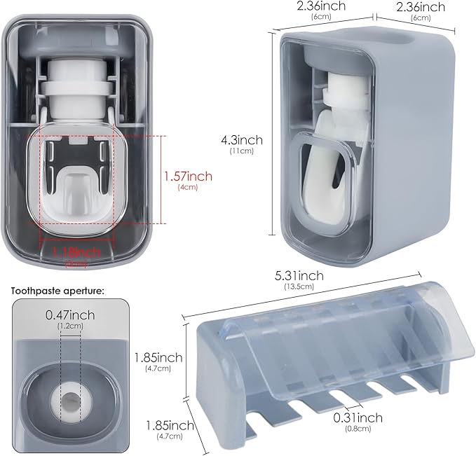 5 Slots Wall Mount Toothbrush Holder