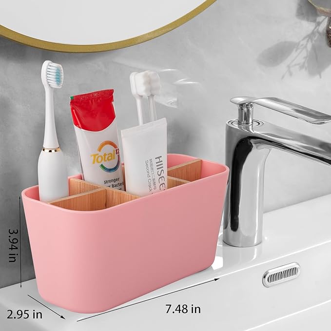 Toothbrush Holders for Bathrooms, Bamboo Tooth Brush Holder