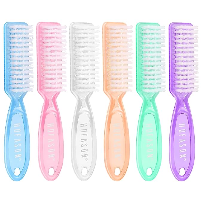 HOFASON 6 Pack Nail Brush for Cleaning Fingernails, Nail Brush Handle Grip