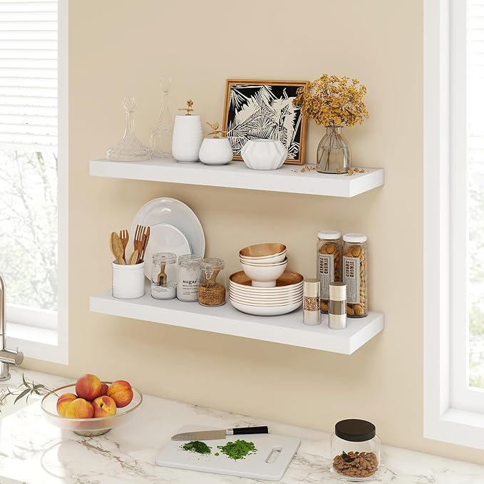 Acovy 30 Inch Floating Shelves, 9.3" Deep Floating Shelf Wall Mounted, Rustic