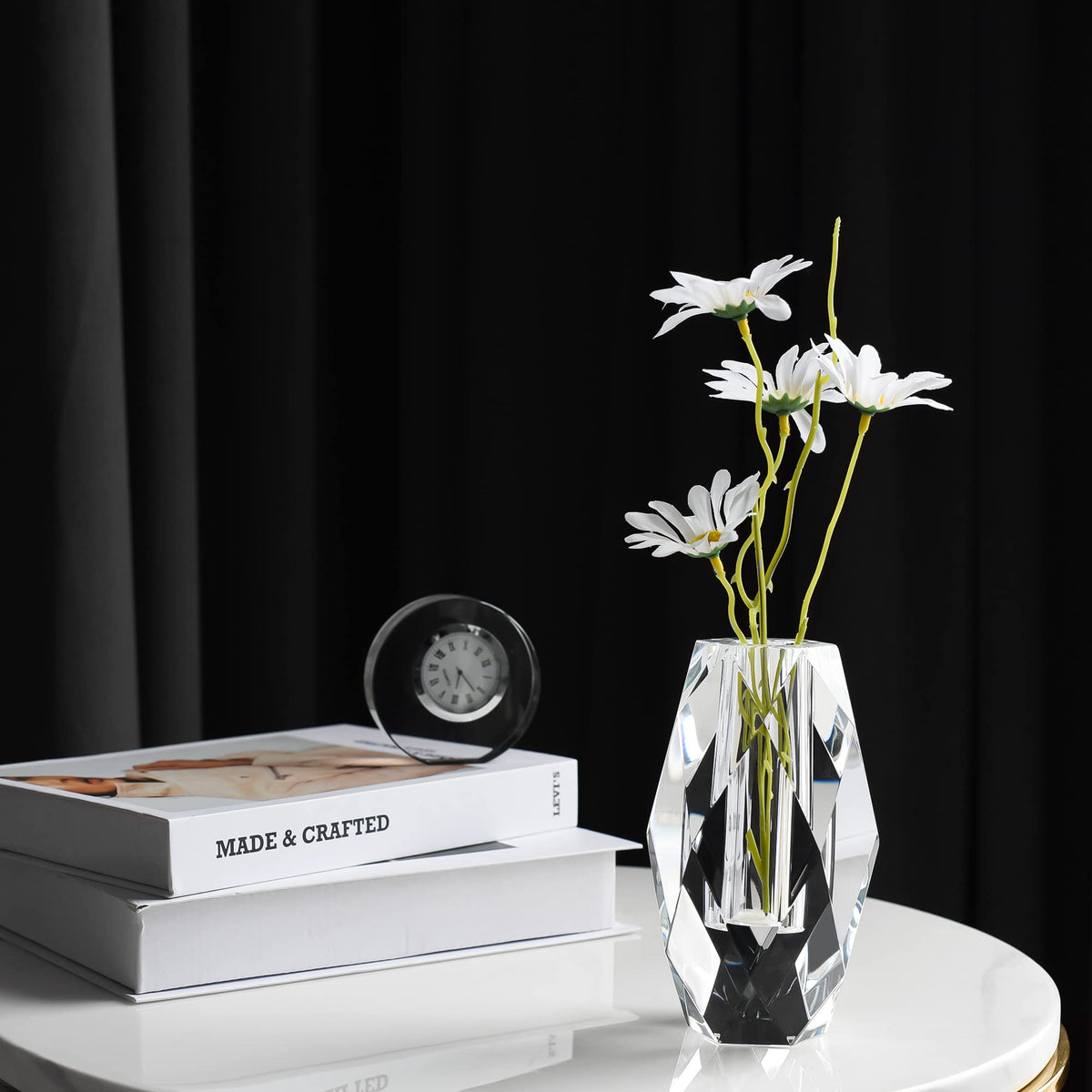 Donoucls Crystal Flower Vases Decorations 6" for Home Wedding Christmas or Gift - Clear with Gift Box