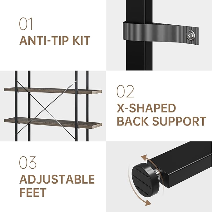 OtterOasis Heavy Duty 5-Tier Industrial Bookcase, 120lbs Shelf Capacity