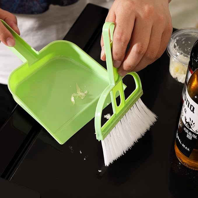 Lamoutor 3 Pack Mini Hand Broom and Dustpan Set Small Dust Pans