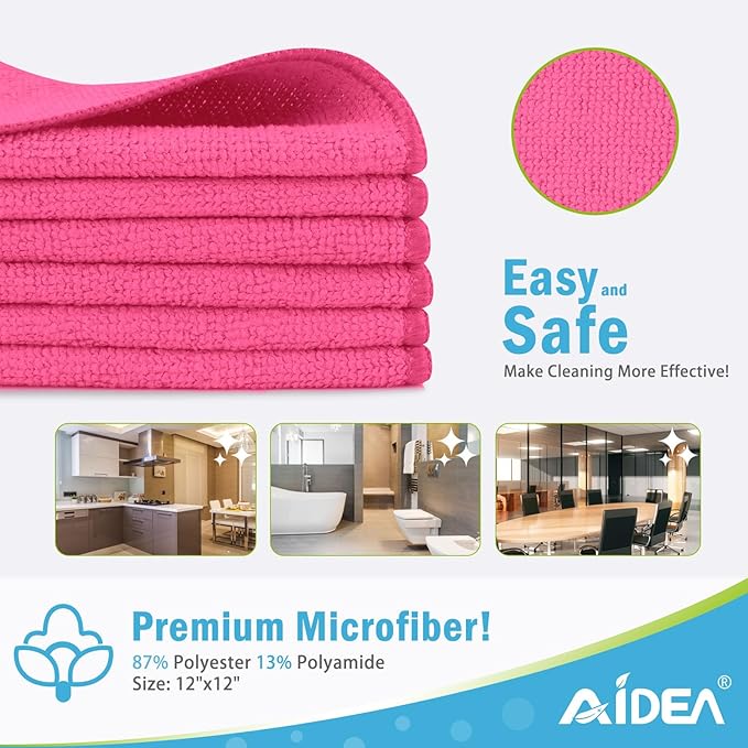AIDEA Microfiber Cleaning Cloth-12PK, Soft Microfiber Towels