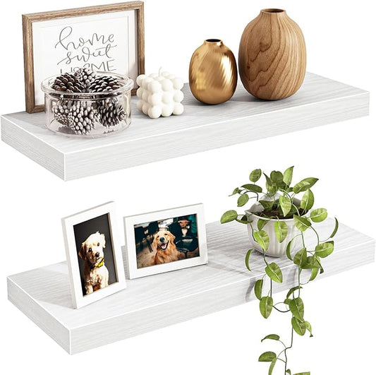 Fixwal Floating Shelves for Wall, 15.7" Wood Wall Mounted Shelves for Living