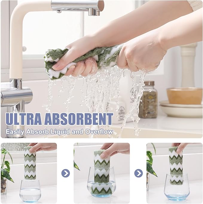 Homaxy 12 Pack Kitchen Dish Cloths, Ultra Soft and Absorbent Dish Towels