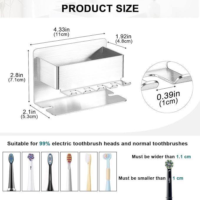 Toothbrush Head Holders, Electric Tooth Brush Head Holder, Adhesive Toothpaste