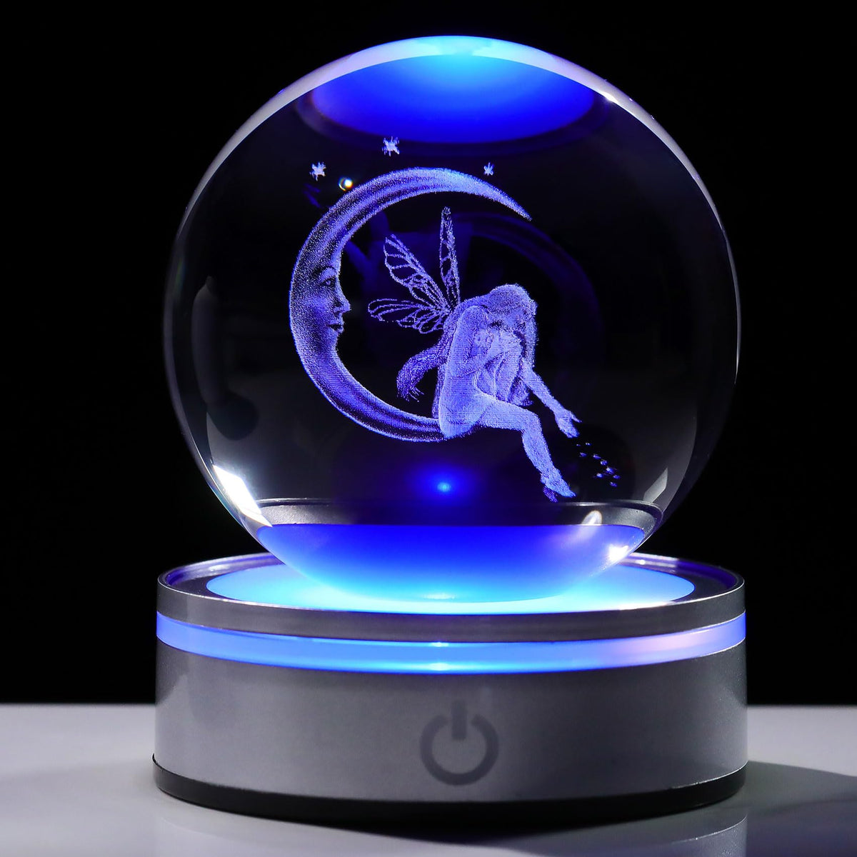 Movdyka 3D Crystal Ball Moon & Fairy Statue Decor Gifts for Women Girls