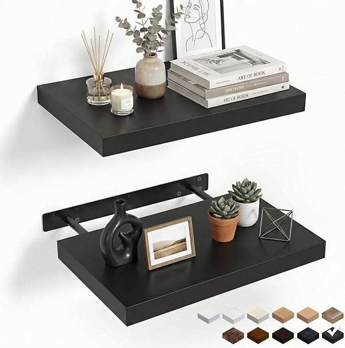 17.5in Floating Shelves for Wall, Wall Mounted Shelves for Decor Storage Set of