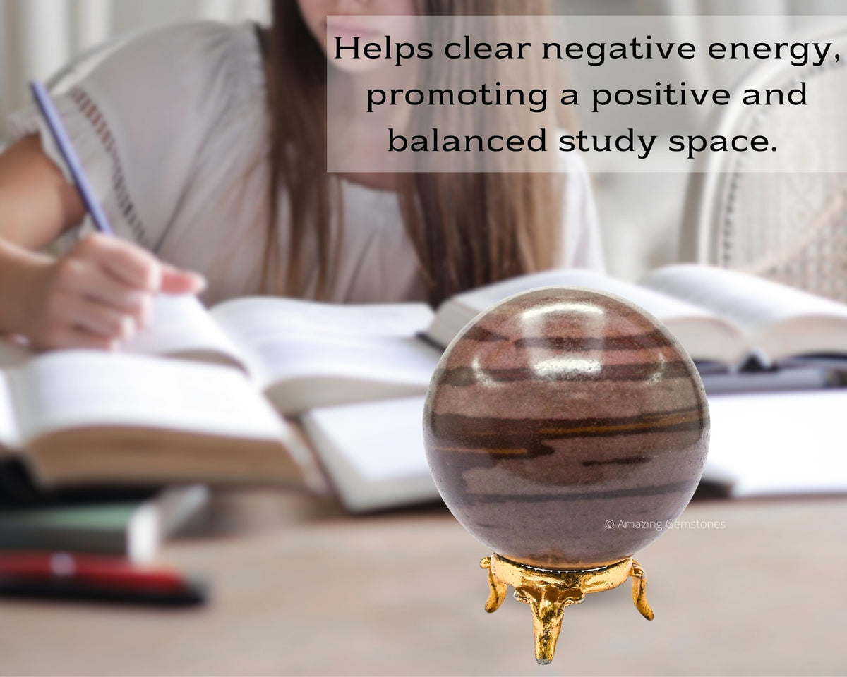 Amazing Gemstone Narmada Stone Crystal Ball with Stand - 2.5" Inches Large Crystal Sphere Meditation Balls for Witchcraft and Decorative Balls