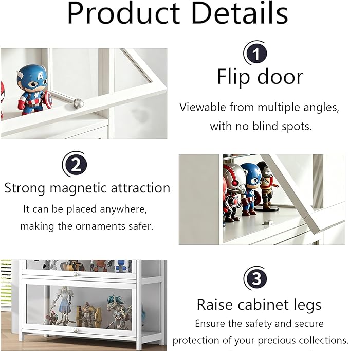 Display Cabinet with Acrylic Door, 5-Tier Curio Cabine, Collectibles Toy