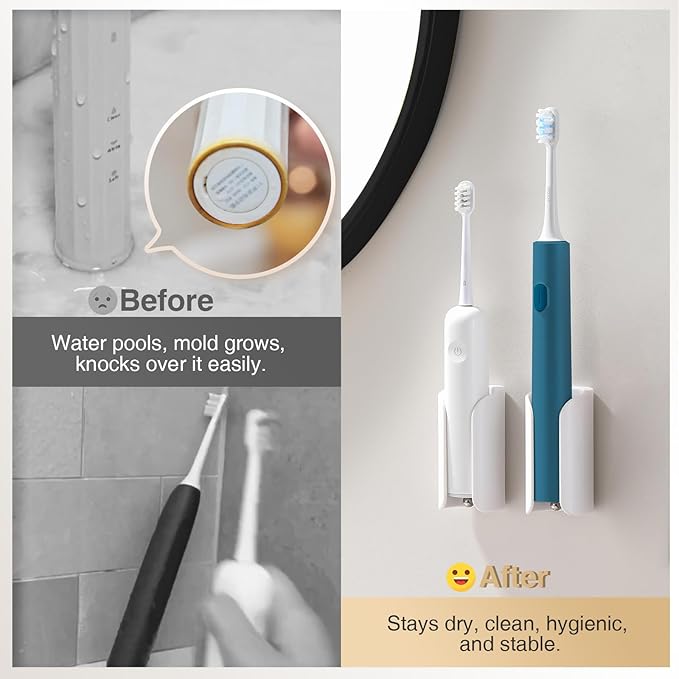 Electric Toothbrush Holder for Bathroom, Wall-Mounted Toothbrush Stand