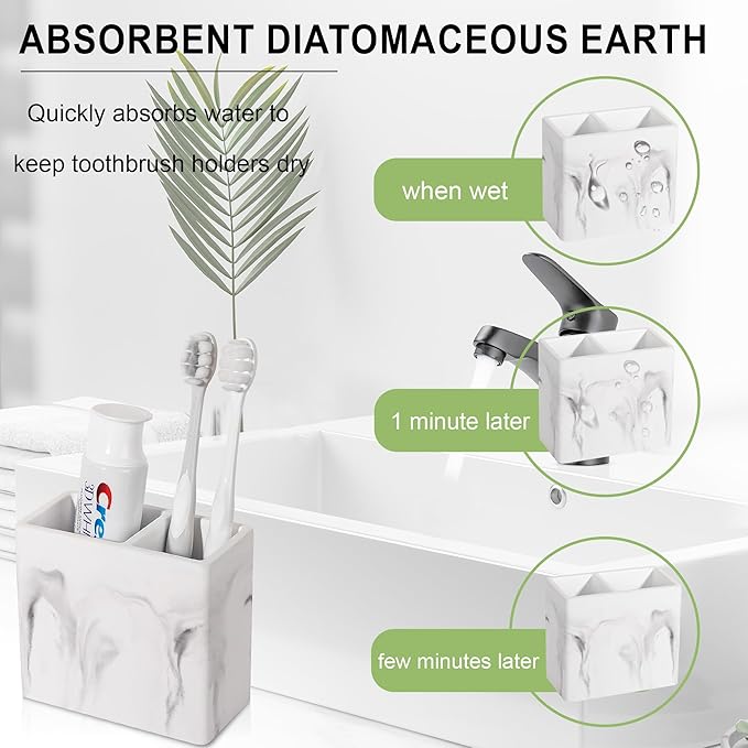 Diatomite Toothbrush Holder 2 Slots Tooth Brush Holder