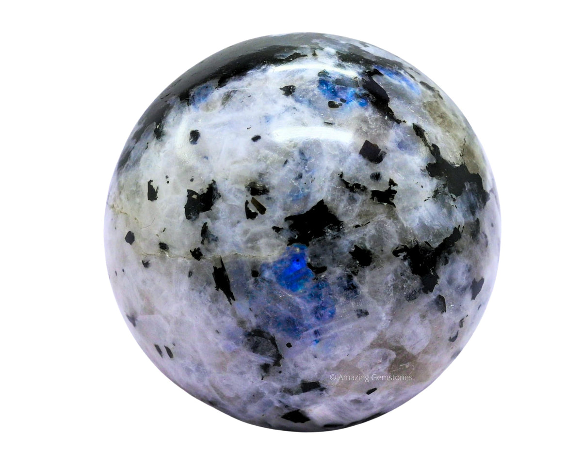 Amazing Gemstone Rainbow Moonstone Crystal Ball with Stand - 2.5 Inches Large Crystal Sphere Meditation Balls for Witchcraft and Decorative Balls