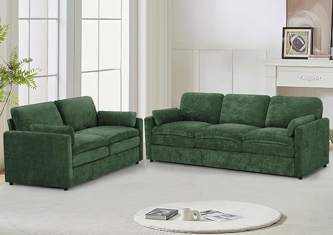 2 Pieces Chenille Sofa Set