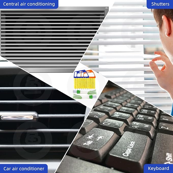 4Pcs Window Venetian Blind Cleaner Duster Tool, Washable 7 Fingers Dusting
