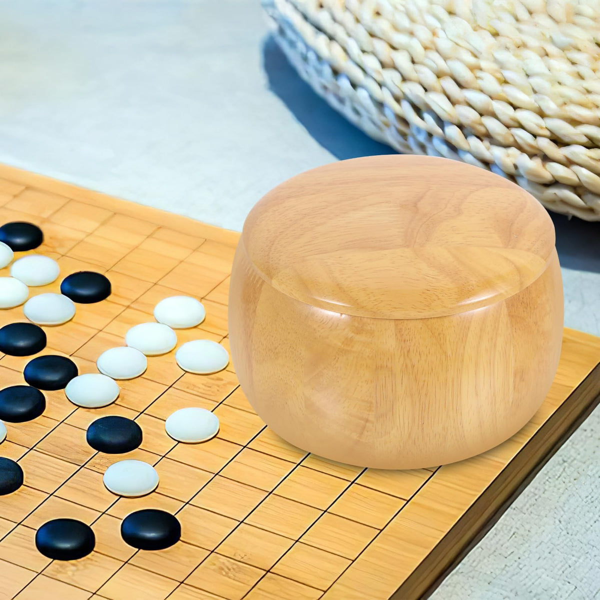 2pcs Go Chess Pieces Storage Wooden Chess Pieces Bowl Lid Go Jar Storage Container Pot