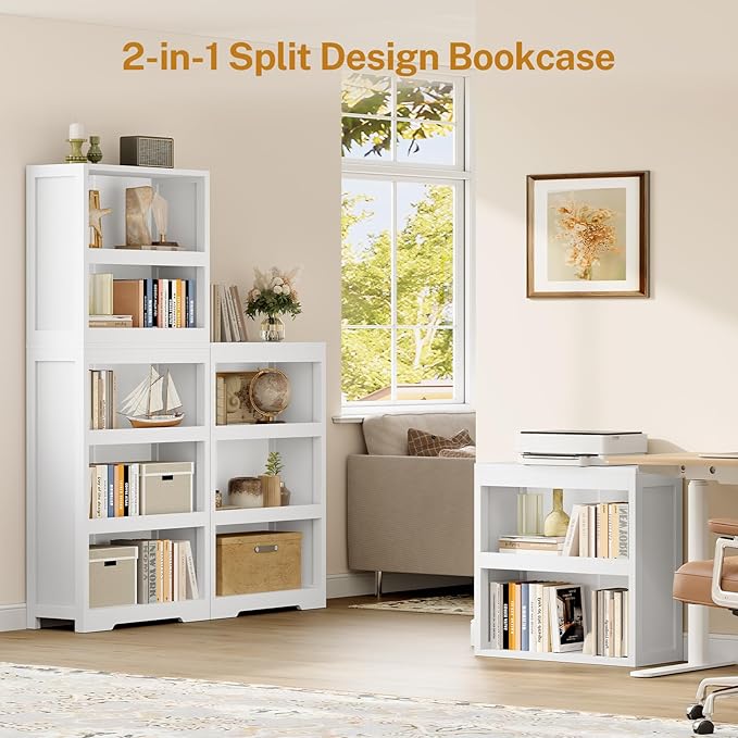 TEENFON 64.2" Bookcase, 5-Tier Open Bookshelves and Bookshelf, Freestanding