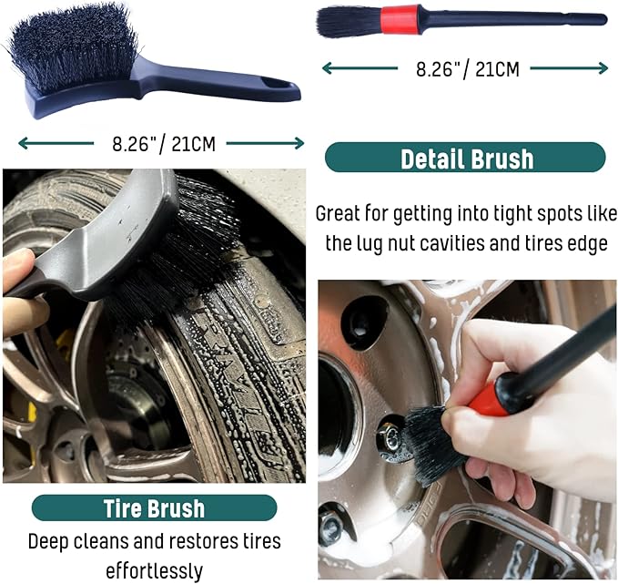 Professional 4 Pack Long Handle Wheel Brush Kit