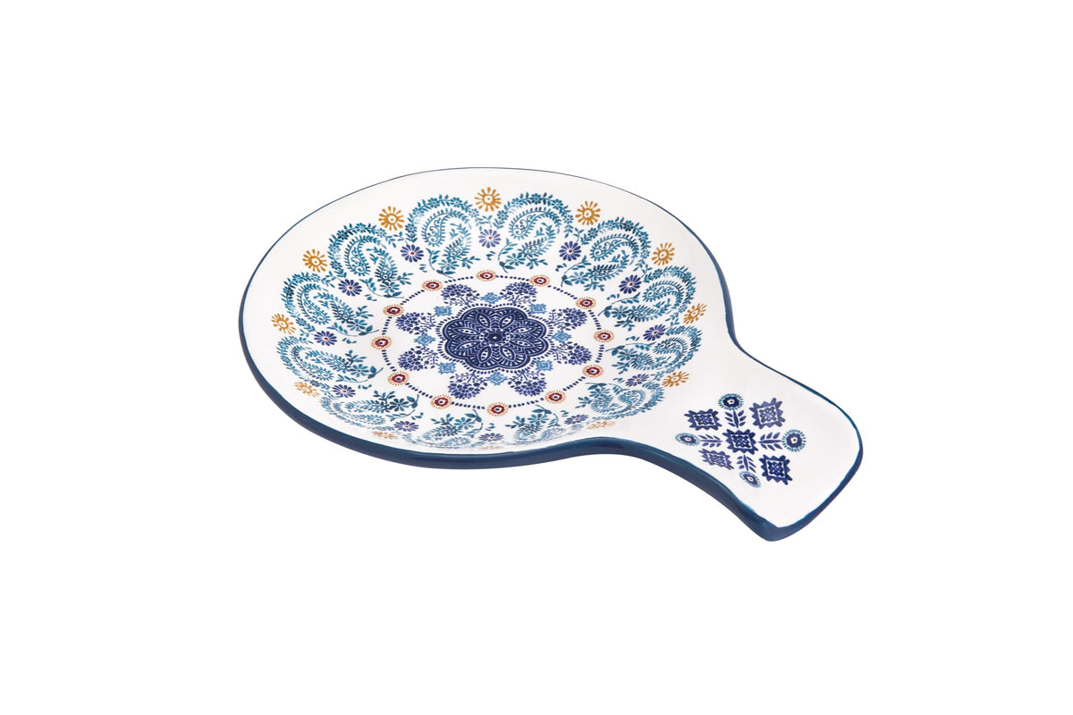 Bico Blue Talavera Spoon Rest for Stove Top, Ceramic Spoon Holder for Kitchen Counter, Easy to Clean Coffee Spoon Rest Dishwasher Safe, Kitchen Cooking Utensil Rest for Ladles Spatula