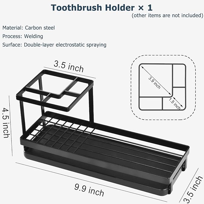 MYITYARD Toothbrush Holders for Bathrooms, 4 Slots Rustproof Metal Tooth