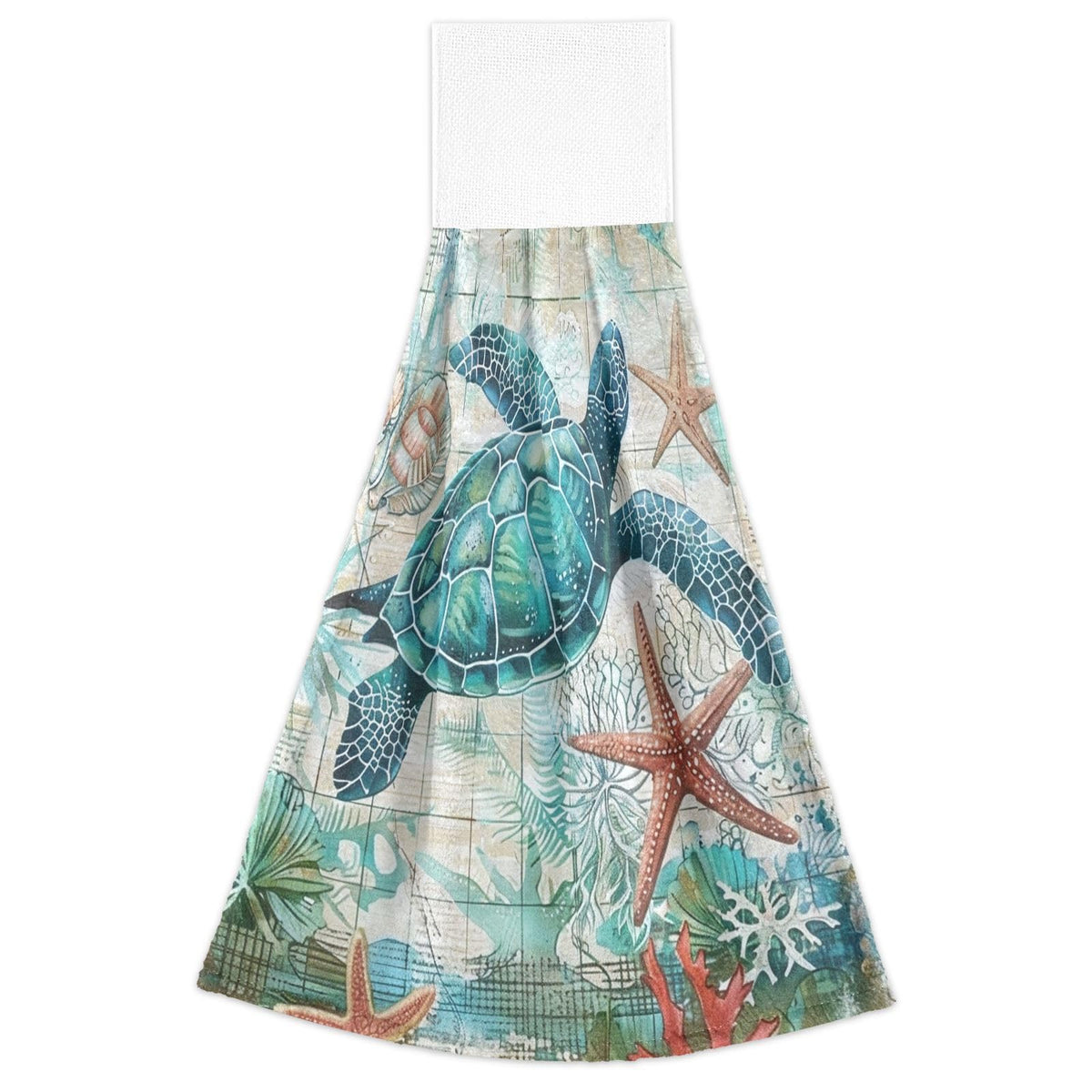 Boccsty Sea Turtle Starfish Fingertip Bath Towels 2 Pcs Tortoise Map Ocean Animal Hanging Hand Bath Towel Tea Bar Towels for Bathroom Farmhouse Tabletop Home Decor