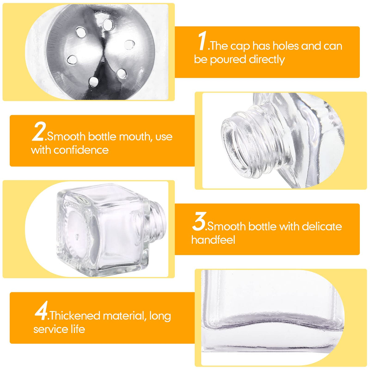 Potchen 50 Set Mini Salt and Pepper Shakers Small Salt and Pepper Shakers Bulk Clear Glass Individual Tiny Spice Seasoning Holders for Home Restaurant Kitchen Table Wedding Party Supplies(Silver)