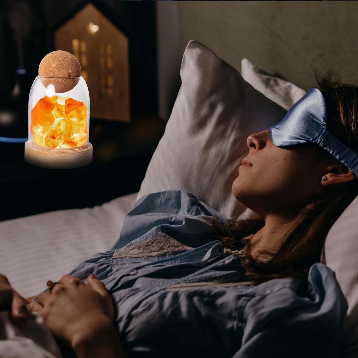 Runyangshi Himalayan Salt Night Lamp 6.3" Natural Healing Crystal Aroma Stone Diffuser Bedside Lamp USB Port 3 Colours Dimming Mode Bedroom Lamp Home Decor