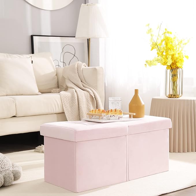 Storage Ottoman Bench Foldable Seat Footrest Shoe Bench End of Bed Storage