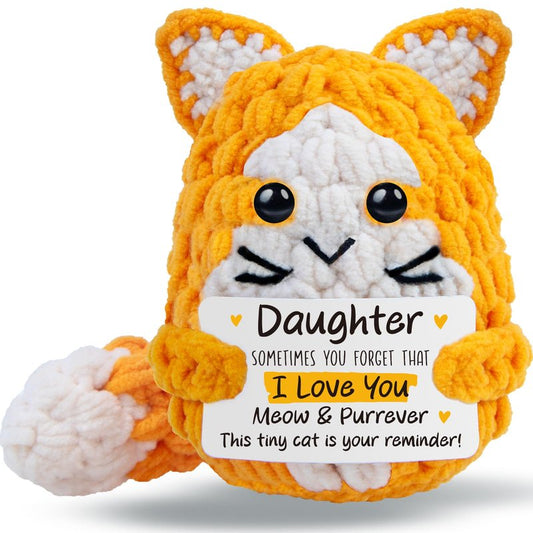 tGifGLonyi Daughter Gifts from Mom Dad,Handmade Crochet Cat Birthday Gift for Teens Kids Daughter in Law Bonus Step,for Graduation, Mini Emotional Cats Present for Daughter Adult Teen