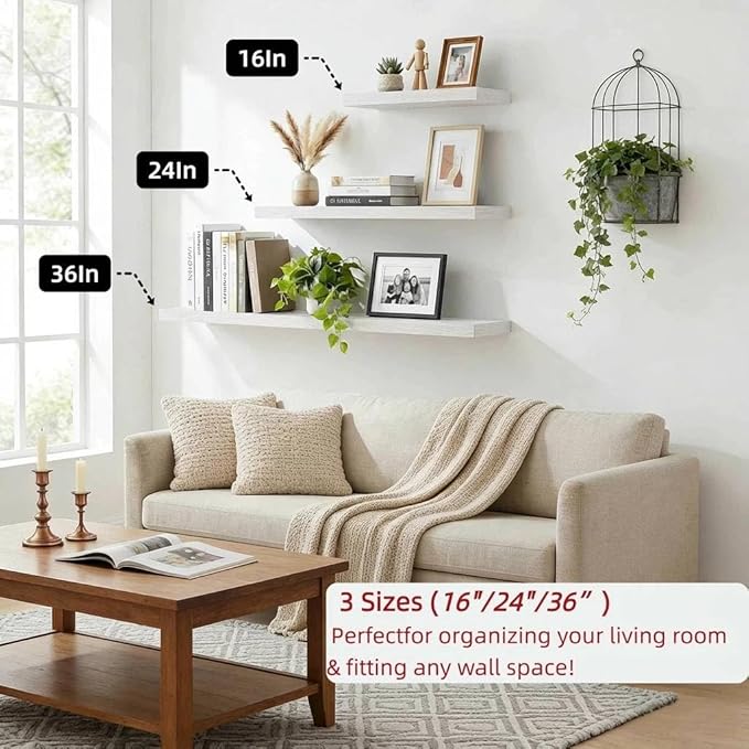 SAUMONIERES Floating Shelves Wall Shelf Solid Wood