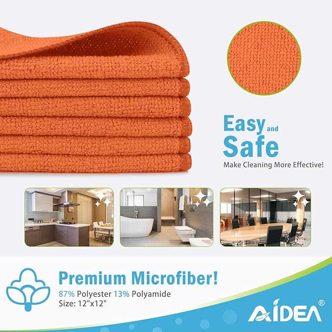 AIDEA Microfiber Cleaning Cloth-12PK, Soft Microfiber Towels