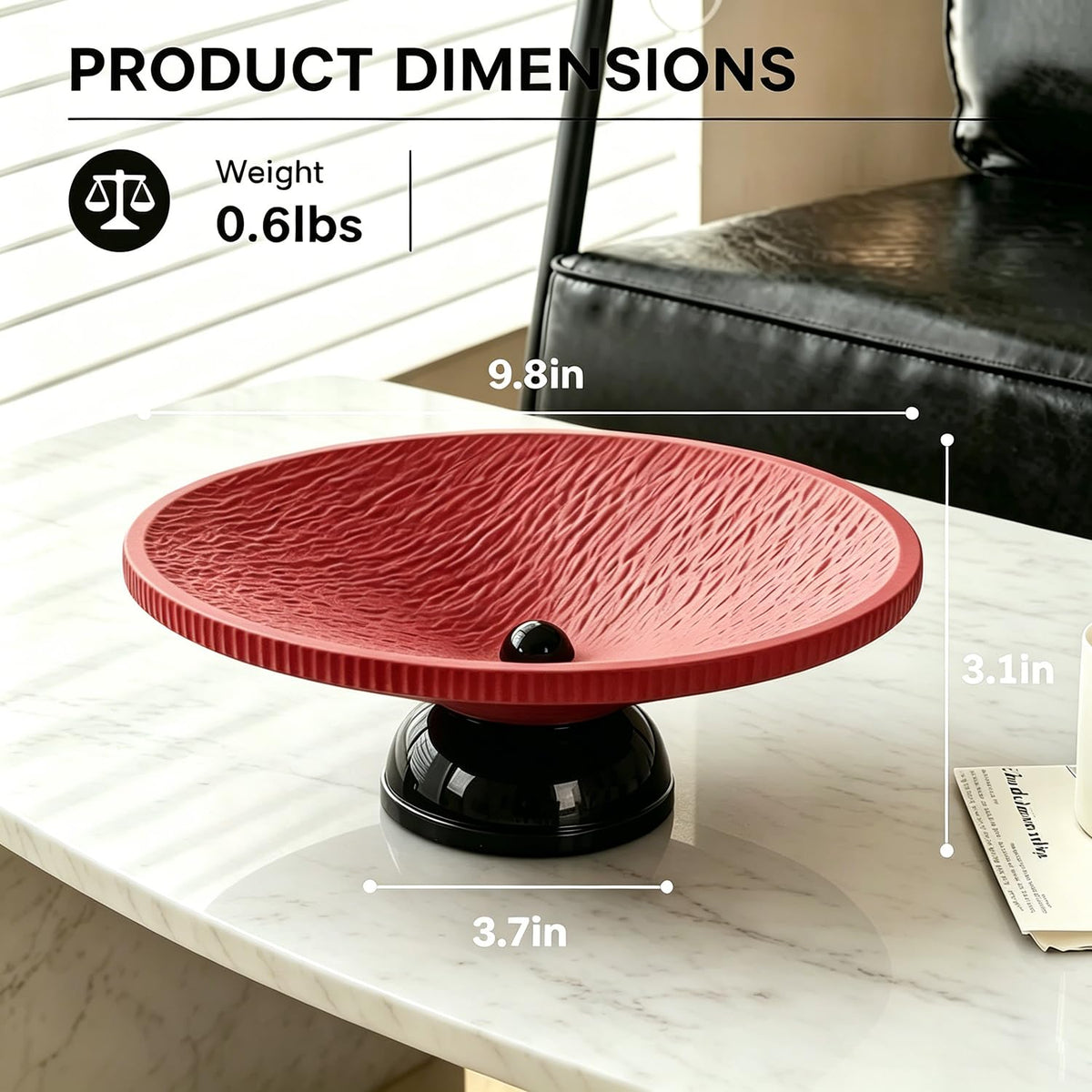 9.8" Large Fruit Bowl with Draining Holes for Kitchen Counter, Modern Decorative Bowl for Keys Jewelry Candy, Roman Rock Pattern Entryway Table Footed Bowl Home Décor
