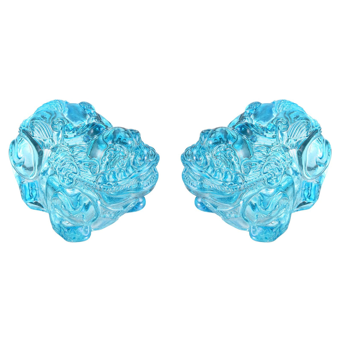 uxcell 2 Pcs Crystal Decorative Ornaments, 1.2" H Chinese Feng Shui Crystal Figurine Mini Pi Xiu Collectible Decor for Table Home Hanging Decorations, Lake Blue