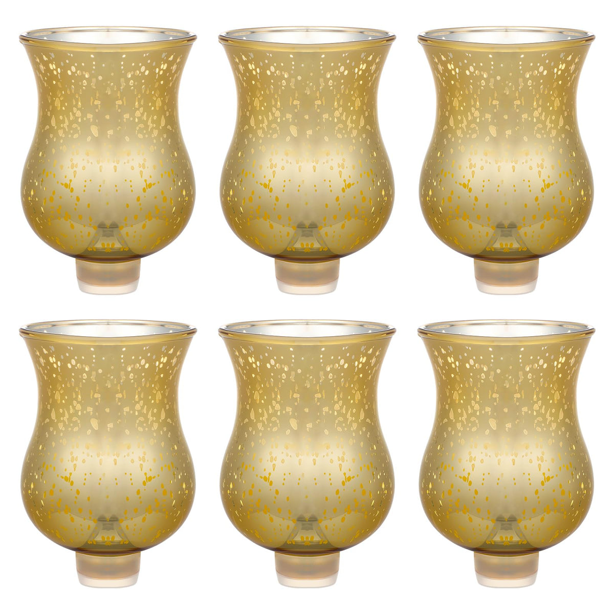 VIHOSE Bulk Set of 6 Gold 3.5" Peg Votive Holders with Rubber Gasket Glass Wholesale Candelabra Hurricane Glass Shades Votive Candleholder Cups for Stylish Home Decor