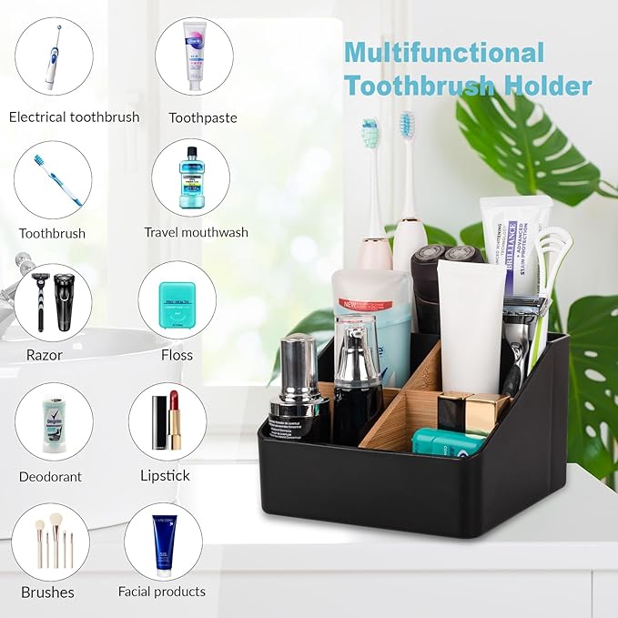 Toothbrush Holder for Bathrooms, 5 Slots Tooth Brush Holder