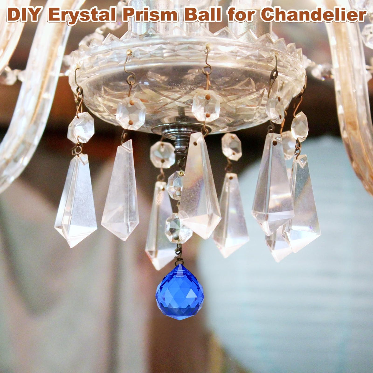 M METERXITY 10-Pack Crystal Ball Prisms, 24mm/0.94 Inch Chandelier Pendant Maker Hanging Crystals Chandelier Prisms for Home/Windows/Garden/DIY Decoration[Dark Blue]