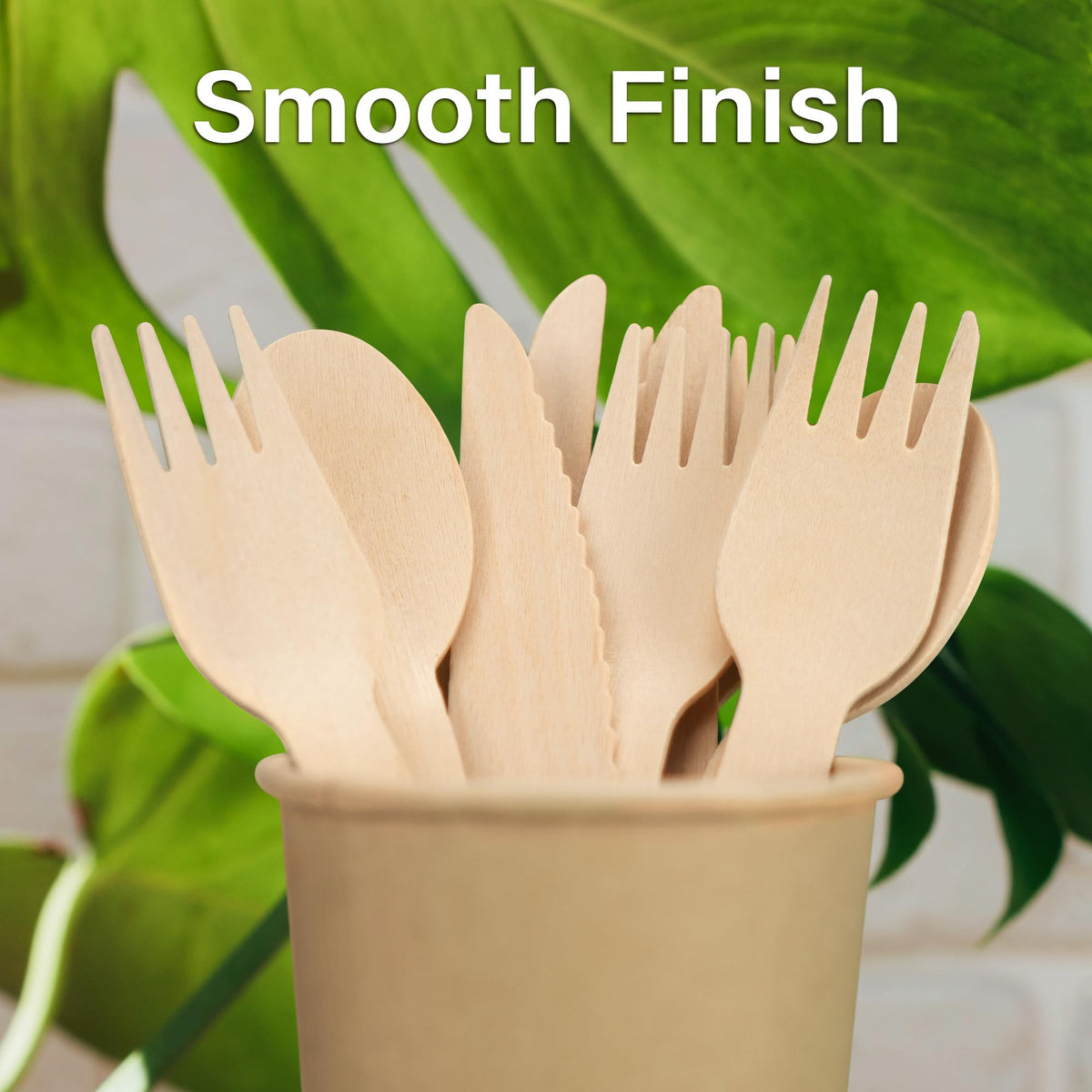 LotFancy Disposable Cutlery Set, 200Pcs Wooden Compostable Utensils (100 Forks, 50 Spoons, 50 Knives) Eco-Friendly Forks And Spoons Silverware