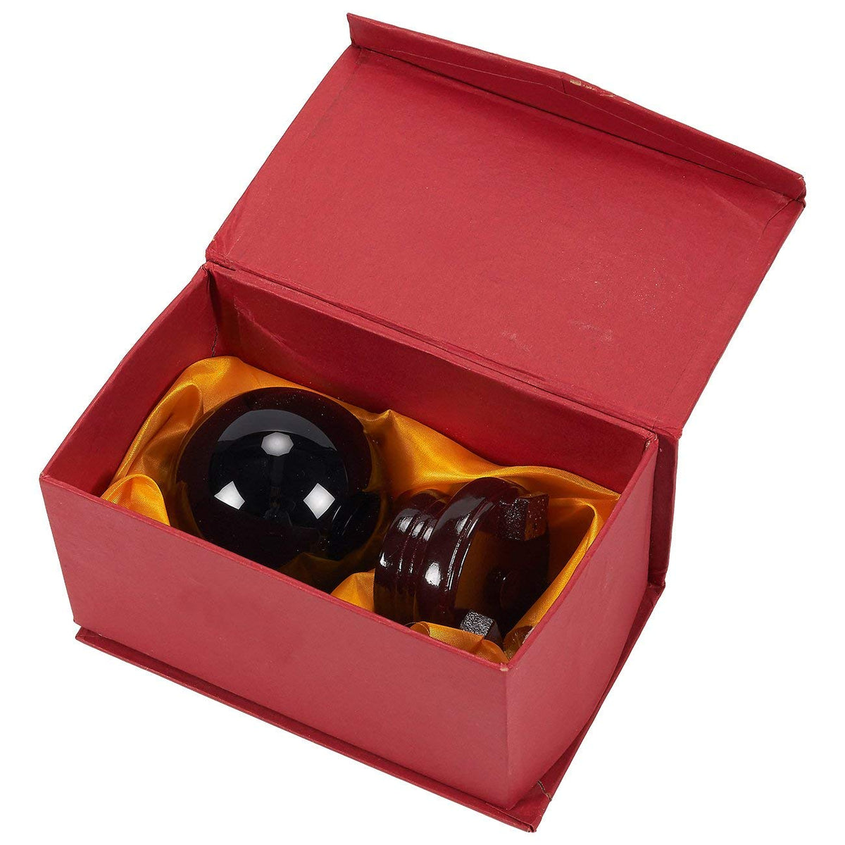 Juvale Obsidian Crystal Ball - 3.1-Inch Black Crystal Sphere with Wooden Stand - Polished Obsidian Stone Ball Decor & Scrying Orb for Meditation & Feng Shui Home Decor