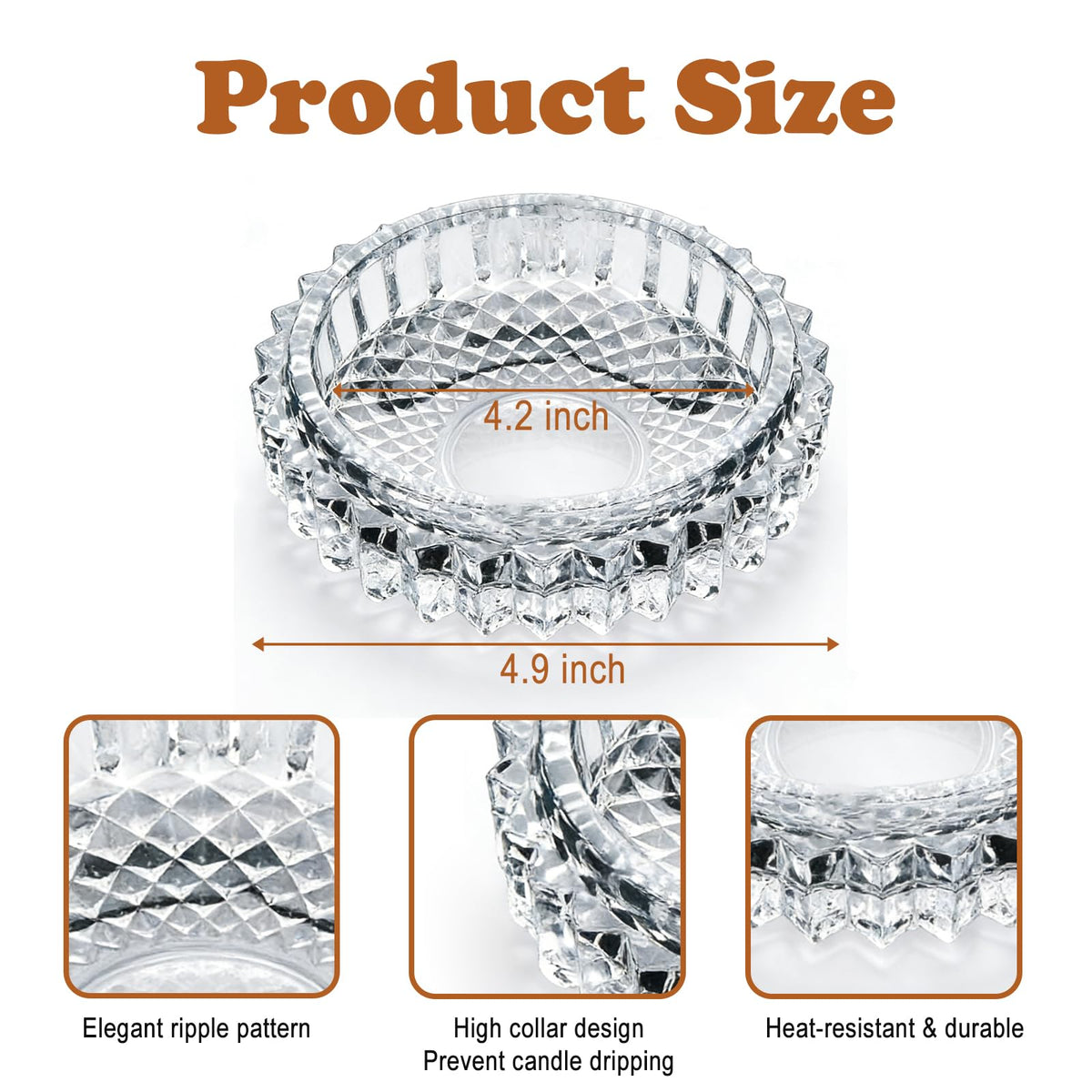 USfyccmr Glass Candle Holder – Modern Clear Glass Tray for Tea Lights & Votives Chic Home Decor Jewelry Holder Dish Decorative Coaster Plate Clear Candle Dish Display Accessory