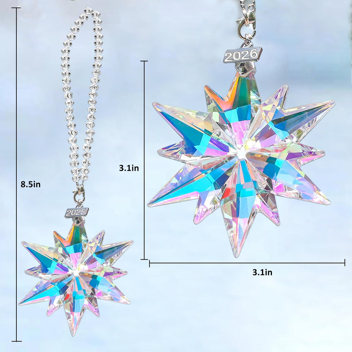 Crystal Snowflake Ornaments for 4th of July Decorations - Friend Gifts for Women & Men-Hanging Glass Ornament Gifts
