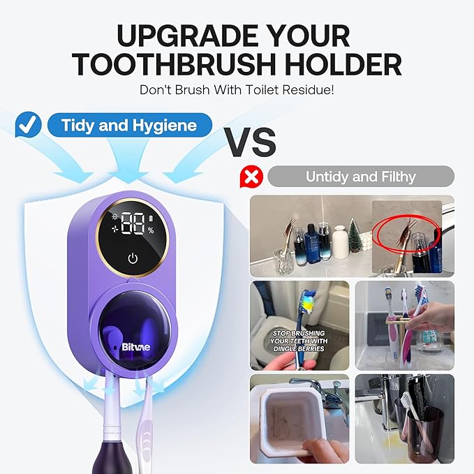 Bitvae Tooth Brush Holder for Bathroom, Infrared Sensing Toothbrush Cleaner