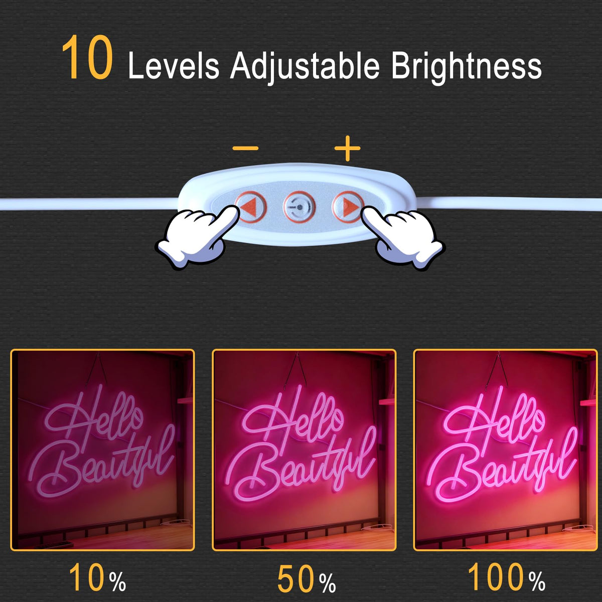 Hello Beautiful LED Neon Sign - USB Powered Dimmable Neon Light for Bedroom Living Room Dorm Home Decor Party Wall Table Art Decorations Gift for Teen Girls Women 16.5 x 11 In