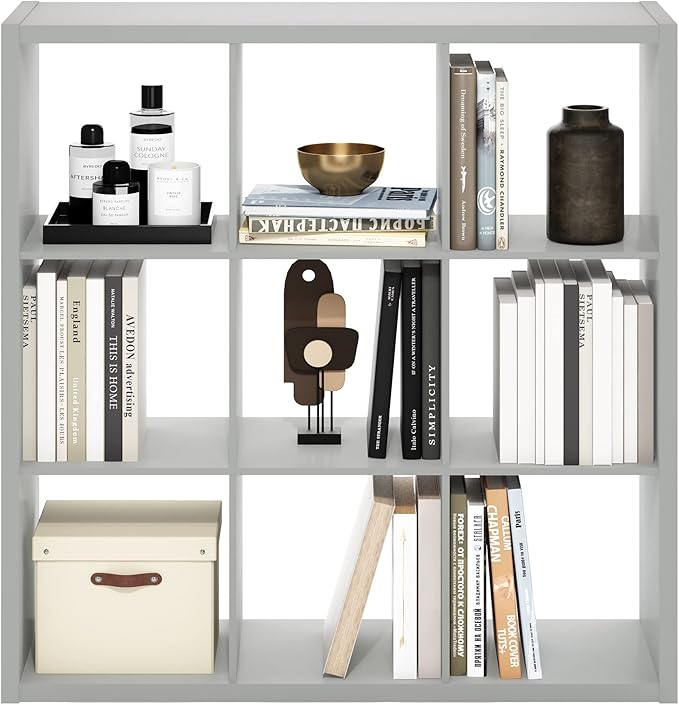 Furinno Cubicle Open Back Decorative Cube Storage Organizer, Light Grey
