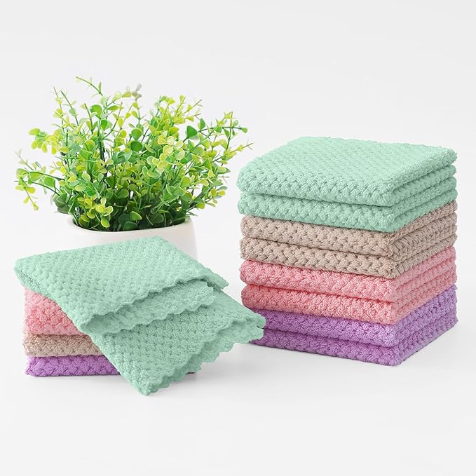 Homaxy 12 Pack Kitchen Dish Cloths, Ultra Soft and Absorbent Dish Towels