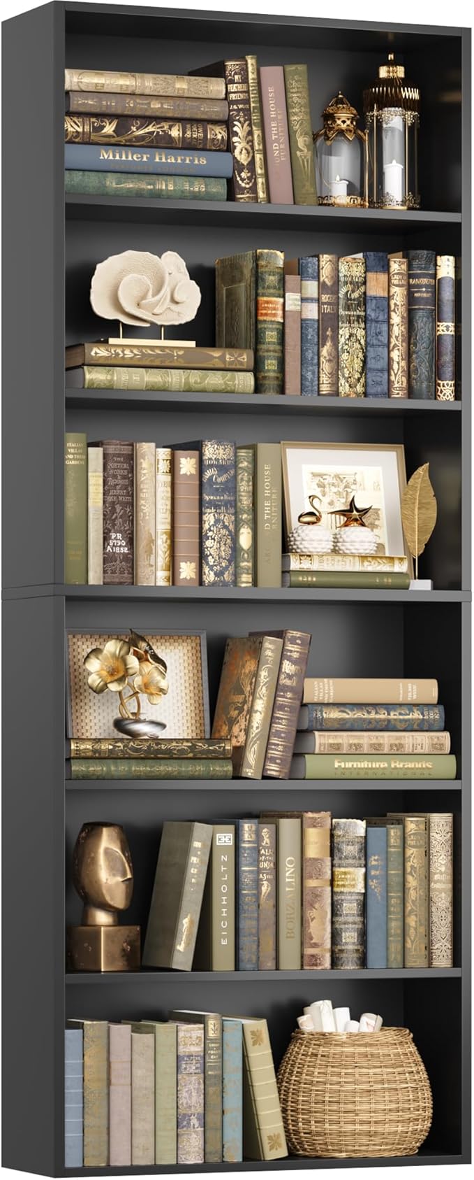 FOTOSOK 6-Tier Open Bookcase and Bookshelf, Freestanding Display Storage