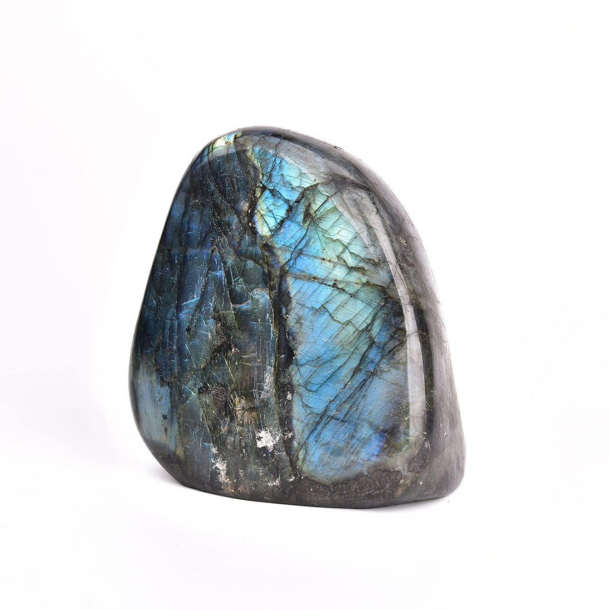 AMOYSTONE Decorative Stone Large Labradorite Rock Slab Polished Crystal Aura Healing Reiki Home Decor 1.7-2 LBS