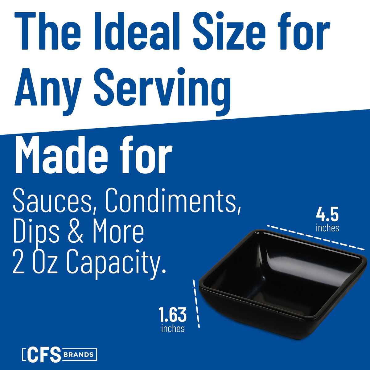 Carlisle FoodService Products 086003 Melamine Single Square Ramekin, 2 oz Capacity, 1-1/2" Length x 1-3/16" Width x 1" Height, Black (Case of 48)
